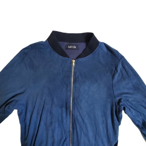 Fab'rik blue & black zip up long sleeve jacket sz S - Picture 3 of 12
